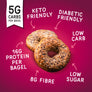 Keto Bagels with nutritional information on a pink background